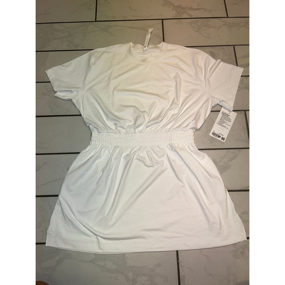 lululemon athletica White Mini Dress with Elastic Waist